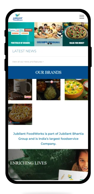 Jubilant Food portfolio project